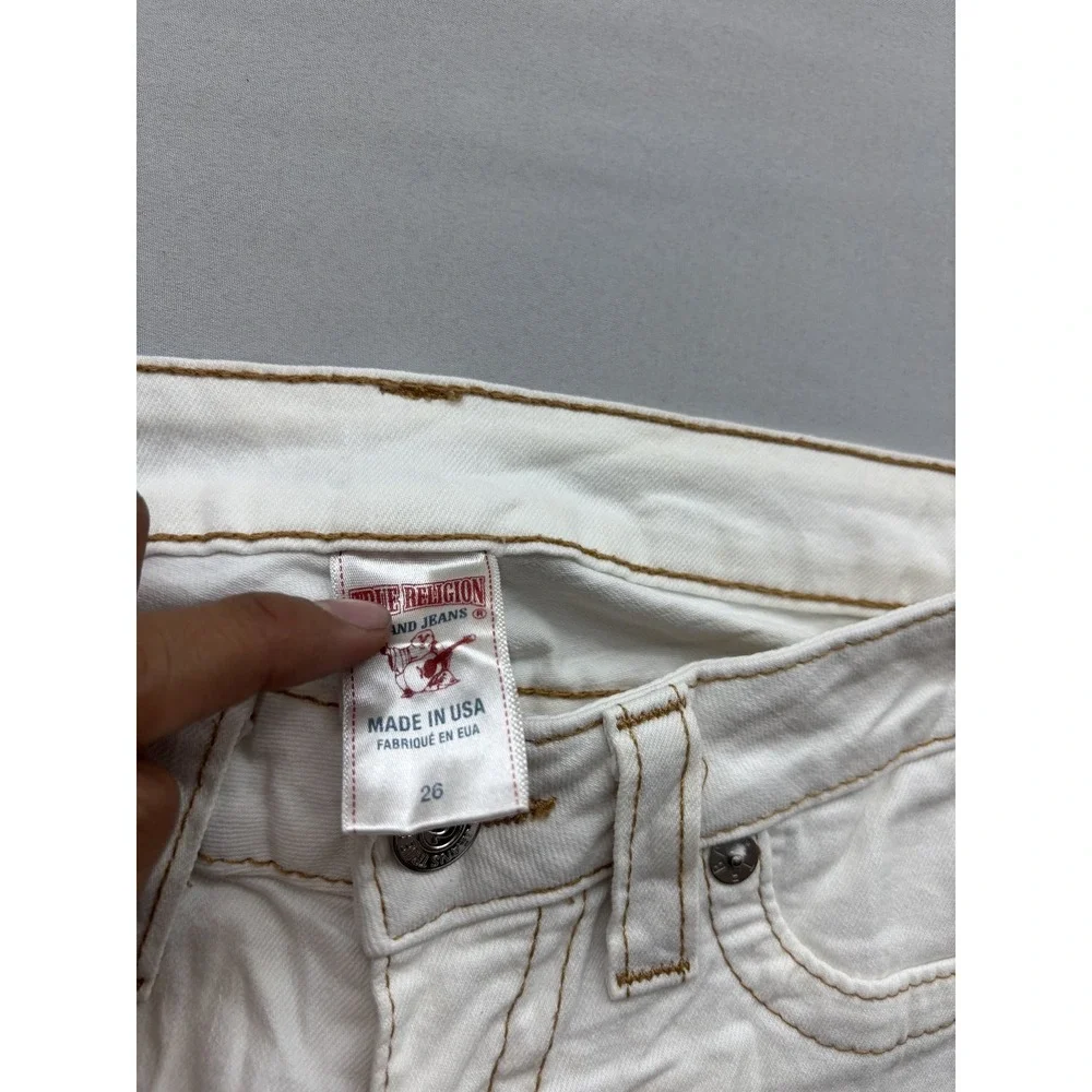 Vintage True Religion Women's Size 26 White Cropped Jeans Made in USA